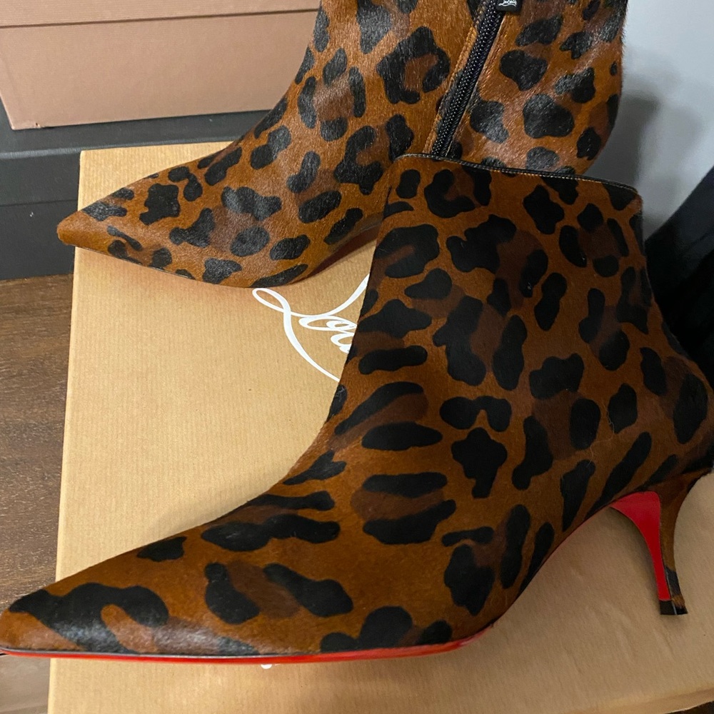 Christian Louboutin So Kate Leopard Pony hair Booties
